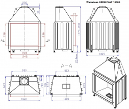 Открытая каминная топка FLAT 100/80