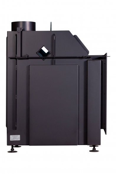 Каминная топка Экокамин Альфа 800 LB два стекла левая черный шамот